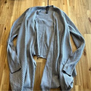 Athleta Merino Wool Ribbed Open Front Cardigan XS Gray Lightweight